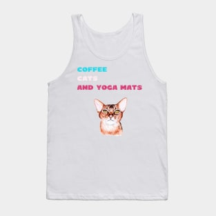 Coffee cats and yoga mats funny yoga and cat drawing Tank Top